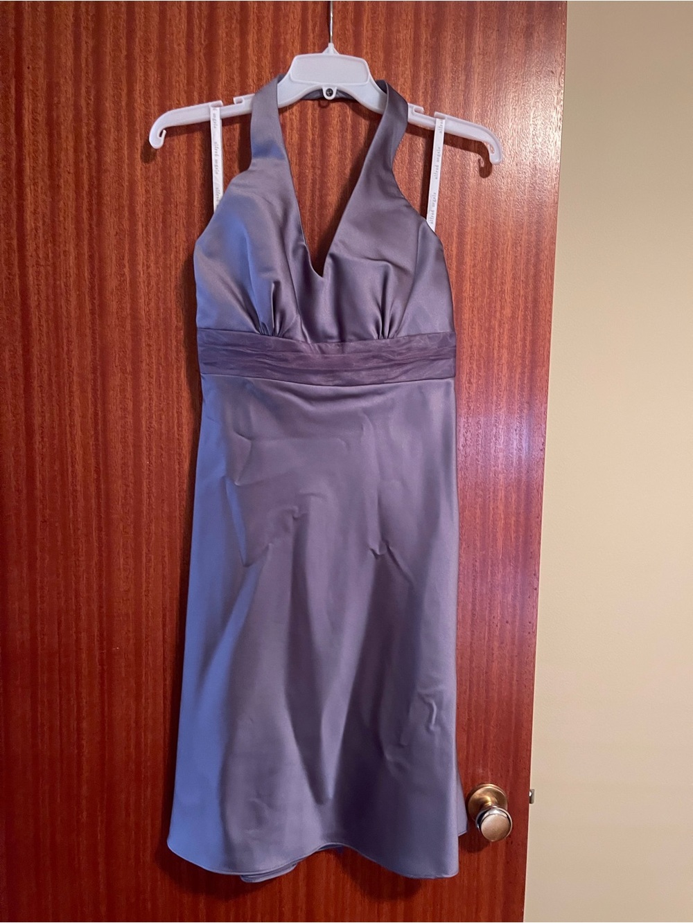 Alfred Angelo Purple Satin Halter Backless Dress